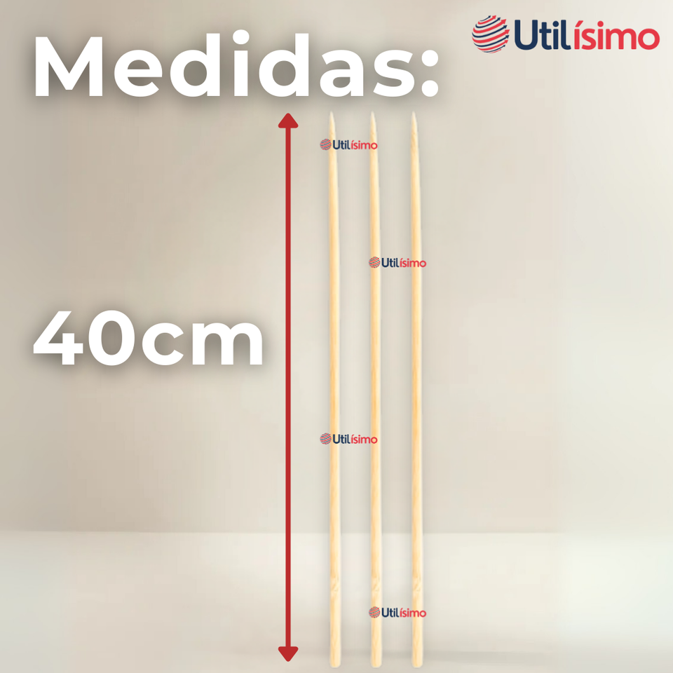 Pack 45 Piezas Brochetas Para Anticuchos Pinchos Bambú Palillos 40cm