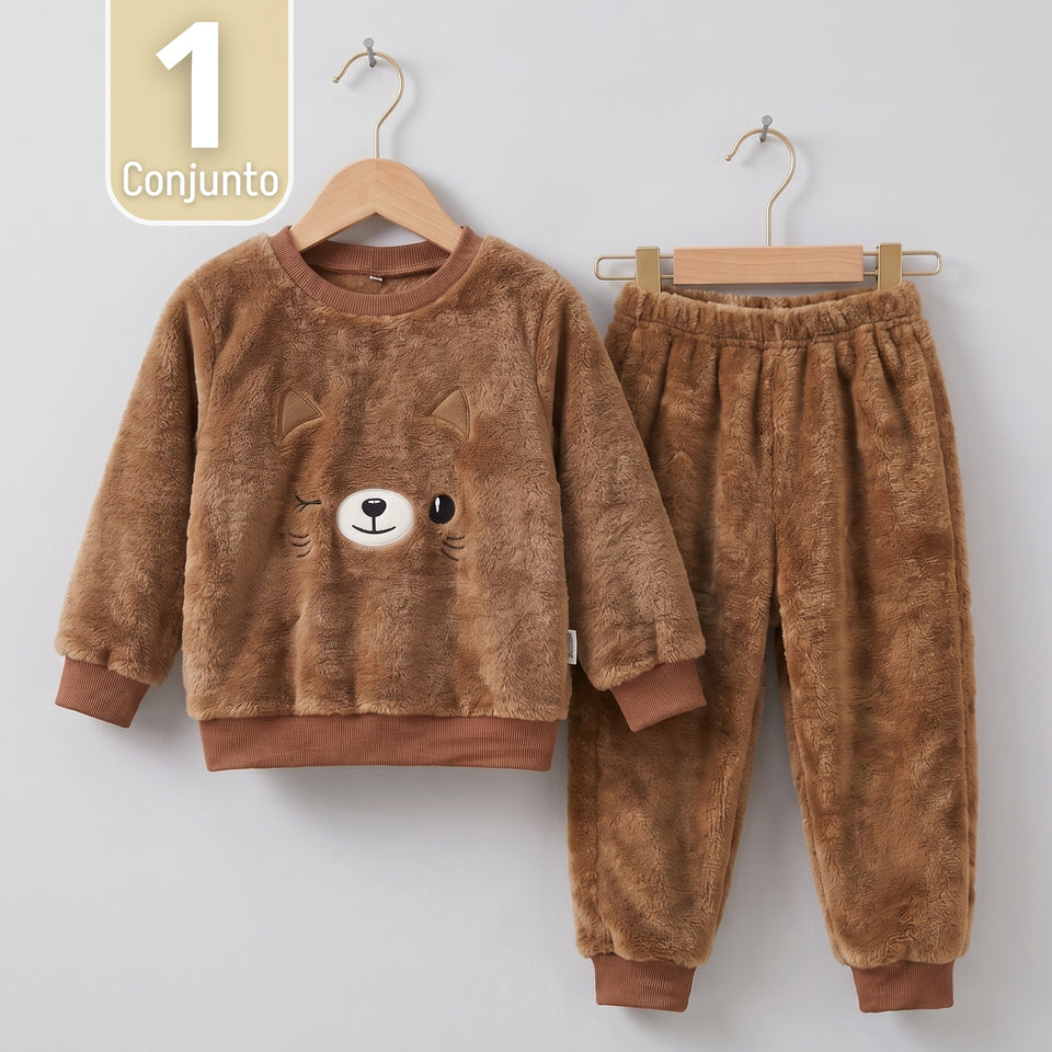 Conjunto Buzo Polerón Frizado Niños Bebes Corderito Liso 2 Piezas