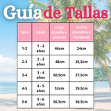 Traje de Baño Enterito Cremallera Manga Larga Con Gorro Niña 1 a 6 años Pink Flowers
