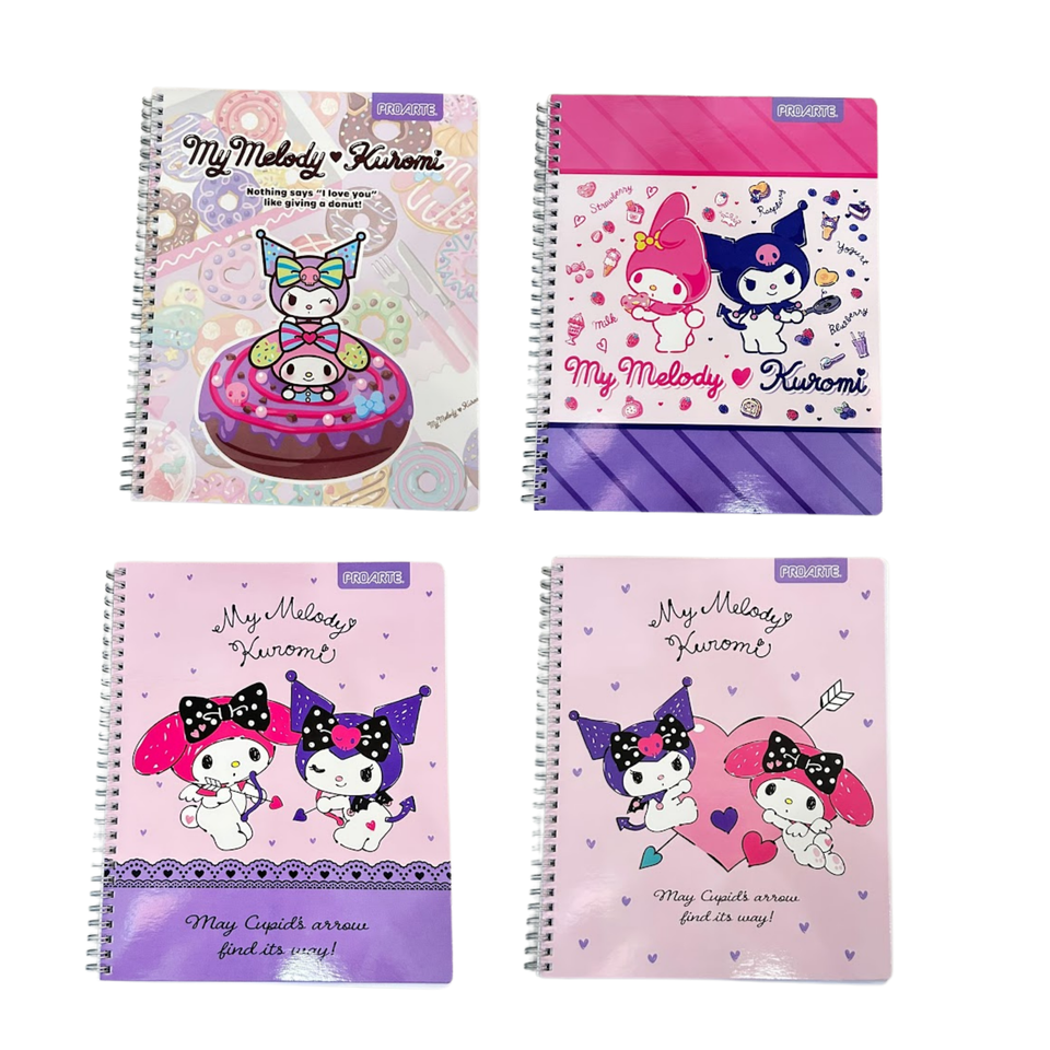 Pack 10 Cuadernos Universitario My Melody & Kuromi Proarte 7mm 100 Hojas Diseños Surtidos