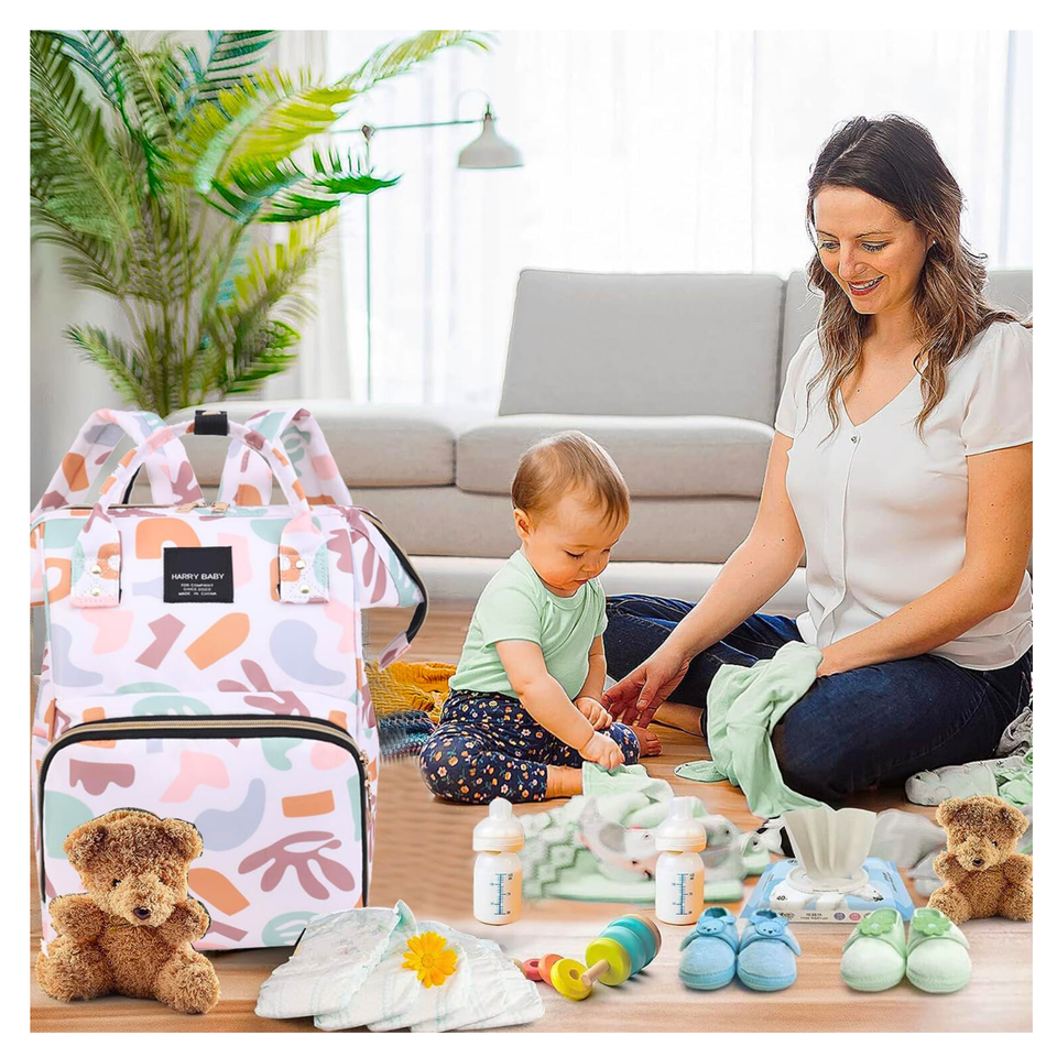 Mochila Maternal Oxford Bolso Pañalera Infantil Diseño Estampado Térmica e Impermeable