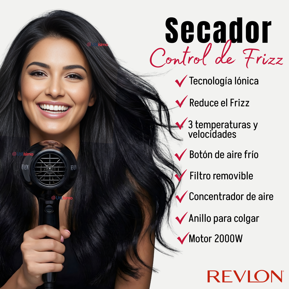 Secador De Cabello Control Frizz Revlon 2000W Negro