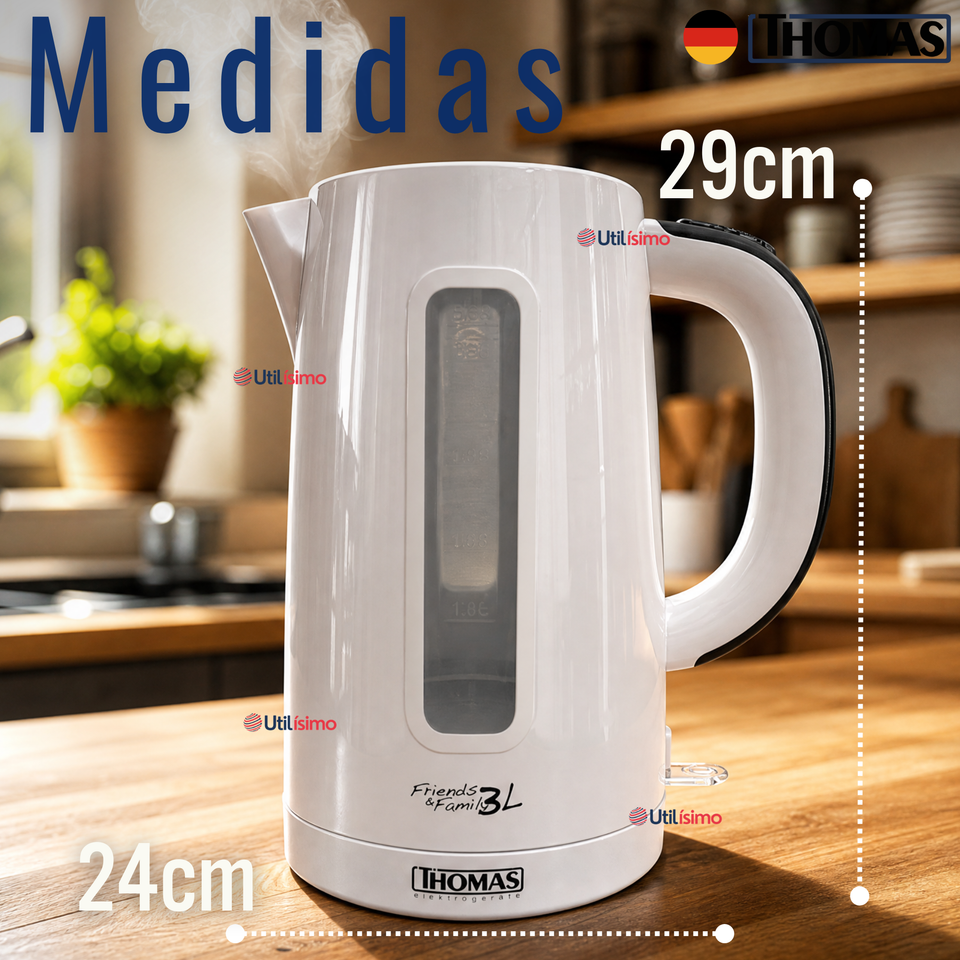 Hervidor Eléctrico Thomas 3lt Alta Potencia Tecnologia Alemana Blanco