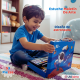 Maletín Set De Arte 53 Piezas Estuche Para Dibujar Y Pintar Niño Astronauta