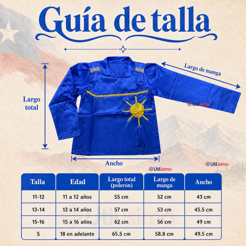 Traje Típico Caporal Azul Danza Tradicional Fiestas Patrias