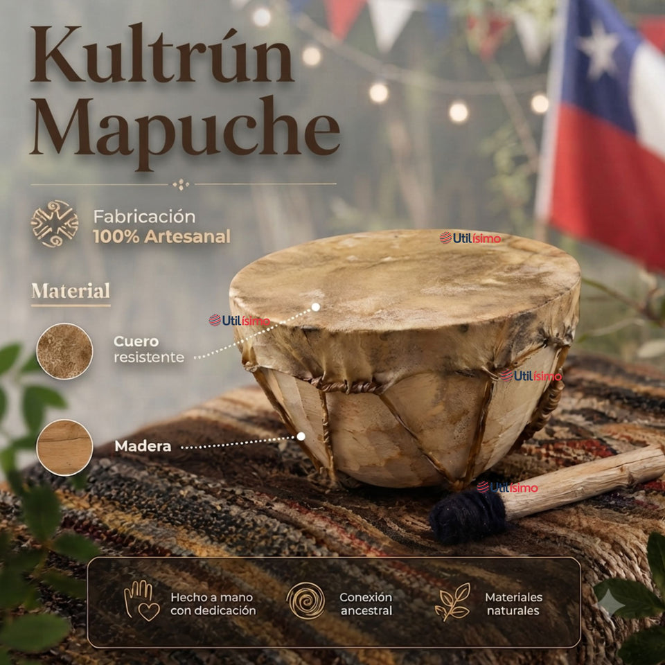 Kultrun Mapuche Instrumento musical Baile Típico 16cm