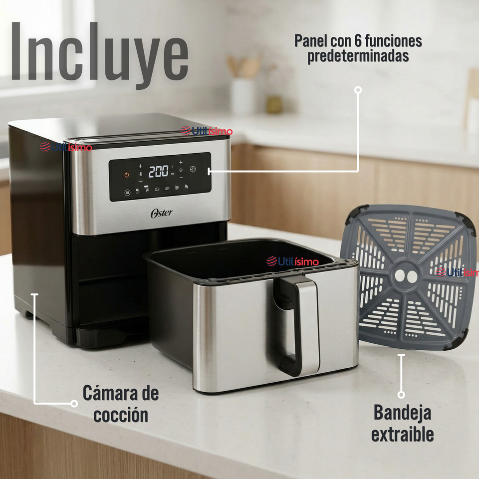 Freidora de aire digital Oster® con capacidad de 9L CKSTAF90D 1550W