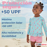 Traje De Baño Manga Larga y Pantalón Corto 2 Piezas Niña de 2 a 7 años Sweet Ice Creams
