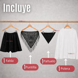 Traje Chilote Juvenil Negro Fiestas Patrias Con Polera 4 Piezas Tradicional Chilota