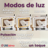 Tocador De Lujo Plegable Con Taburete Y Espejo De luz Ajustable 4 Cajones MDF Blanco  80x40x40cm