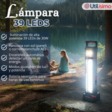 Lampara Luz De Emergencia Focos 39 Led Carga Híbrida Solar USB 30W