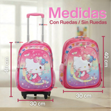 Mochila Escolar Hello Kitty Dreams Con Ruedas Desmontables + Estuche + Lonchera Niña Poliéster