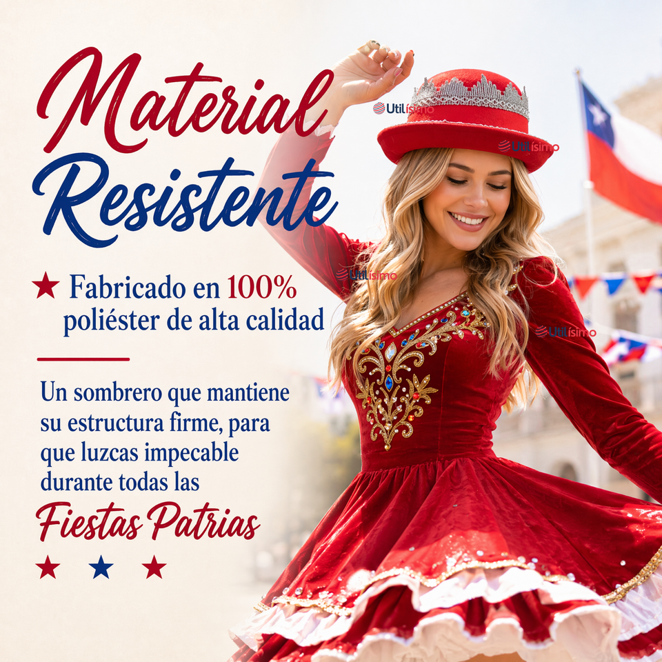 Sombrero Gorro Caporal Mujer Fiestas Patrias Rojo Baile Típico