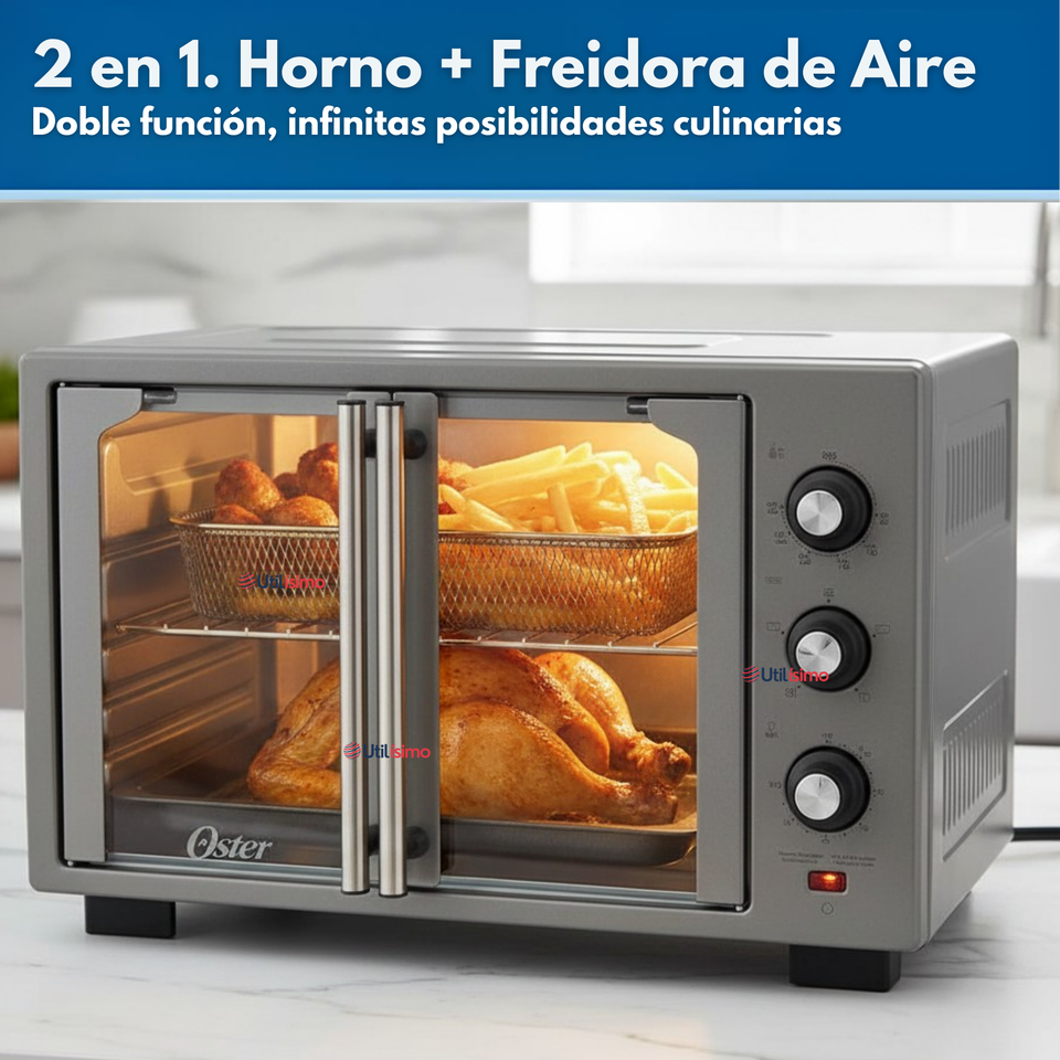 Horno con freidora de aire Oster® de 35 litros, puertas francesas, TSSTTV35FDMAFNS