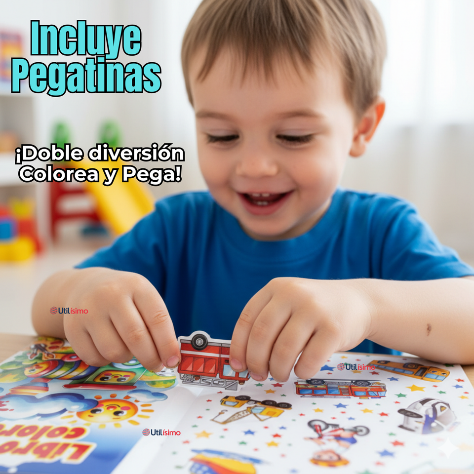 Libro Para Colorear Pintar  Educativo Con Stickers Diseños Surtidos