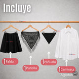 Traje Chilote Niña Negro Fiestas Patrias Con Camisa 4 Piezas Tradicional Chilota