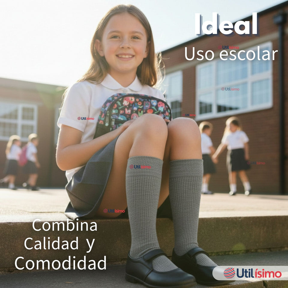 Pack 6 Calcetínes Escolares Corto Algodón Gris Niño y Niña