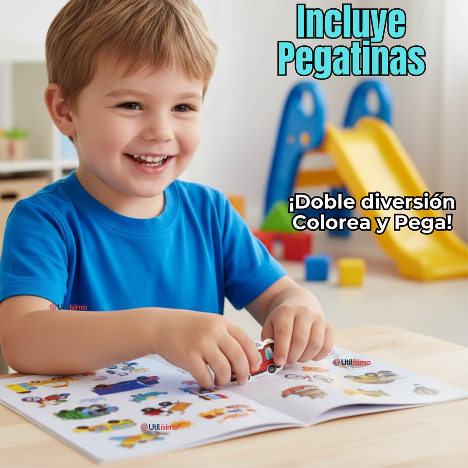 Libro Para Colorear Pintar  Educativo Con Stickers Diseños Surtidos