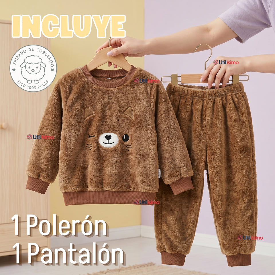 Conjunto Buzo Polerón Frizado Niños Bebes Corderito Liso 2 Piezas