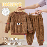Conjunto Buzo Polerón Frizado Niños Bebes Corderito Liso 2 Piezas
