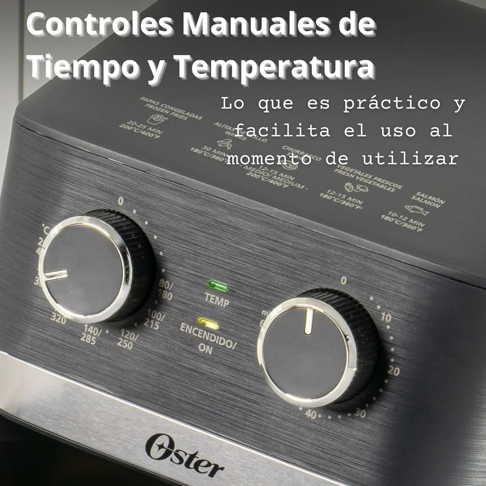 Oster® Freidora de Aire Manual, Recubrimiento Oster® DiamondForce, 4L de Capacidad, con Controles de Tiempo y Temperatura, CKSTAF401MDF + 100 Forros Desechables para Air Fryer