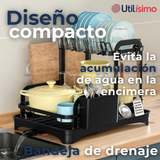 Secador Escurridor Para Platos Loza Vajilla 2 Niveles Drenaje Automático