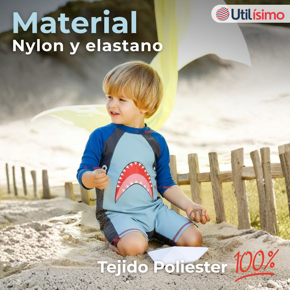 Traje de baño Enterito Con Cremallera Niño de 2 a 6 años Blue Shark