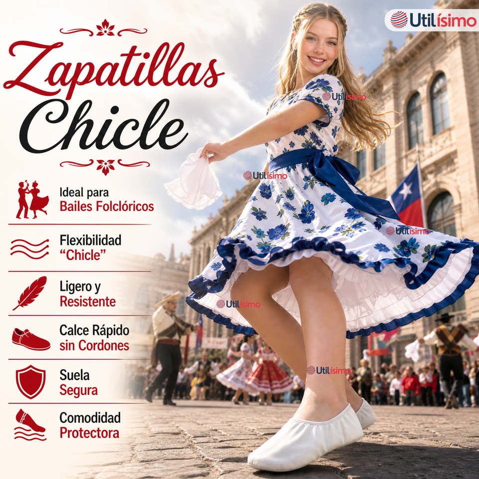 Zapatillas Chicle Blancas Juvenil Bailes Danza Fiestas Patrias Talla 36-41