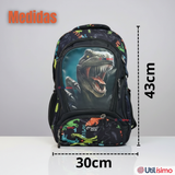 Mochila Escolar Kit Con Estuche y Lonchera 43cm Tela Oxford Dino Niño
