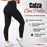 Calza Lola Polar Térmica Sin Costura Tiro Alto Elasticada Negra