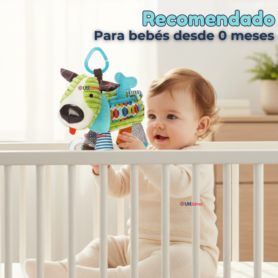 Juguete Peluche Animales Sensorial Con Mordedor Y Sonajero Diseño Perrito Niña y Niño