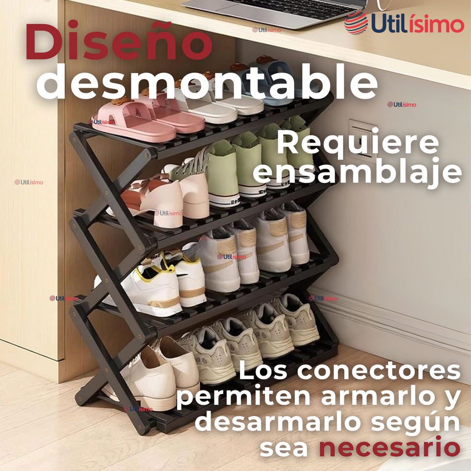Zapatero Organizador 5 Niveles Desmontable Resistente 65x42x20cm Negro