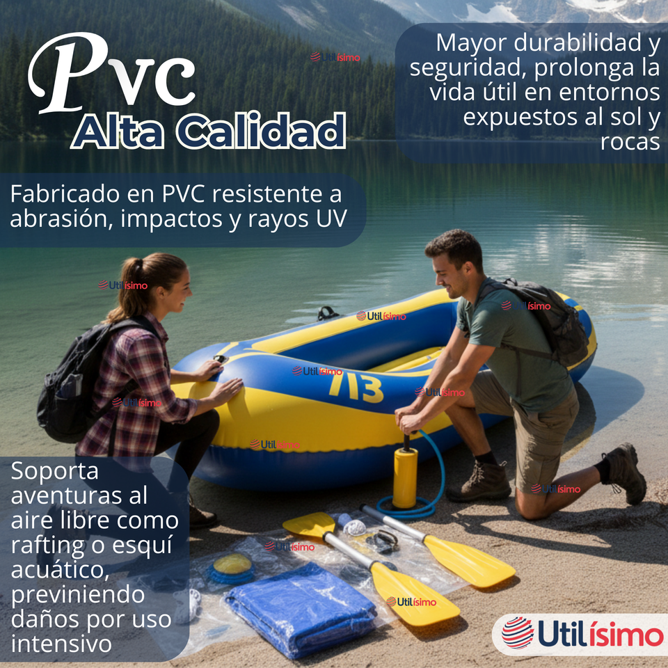 Bote Inflable Kayak + Remos + Bombín + Parches Capacidad 160kg 183x93cm