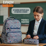 Mochila Escolar Con Estuche 46cm Poliéster Impermeable Niña Juvenil