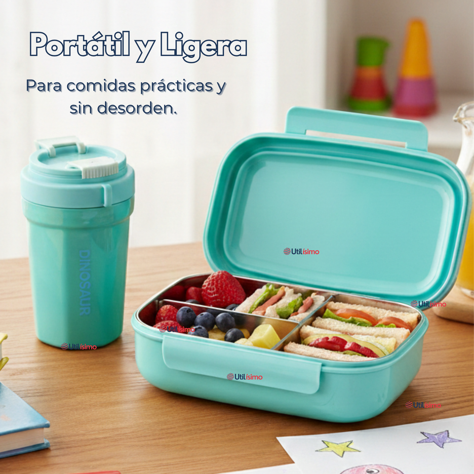 Set Fiambrera Tupper + Vaso Para Niños y Niñas Colores Varios Infantiles