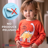 Polerón Algodón Cuello Redondo Niño Naranja Dinosaurio