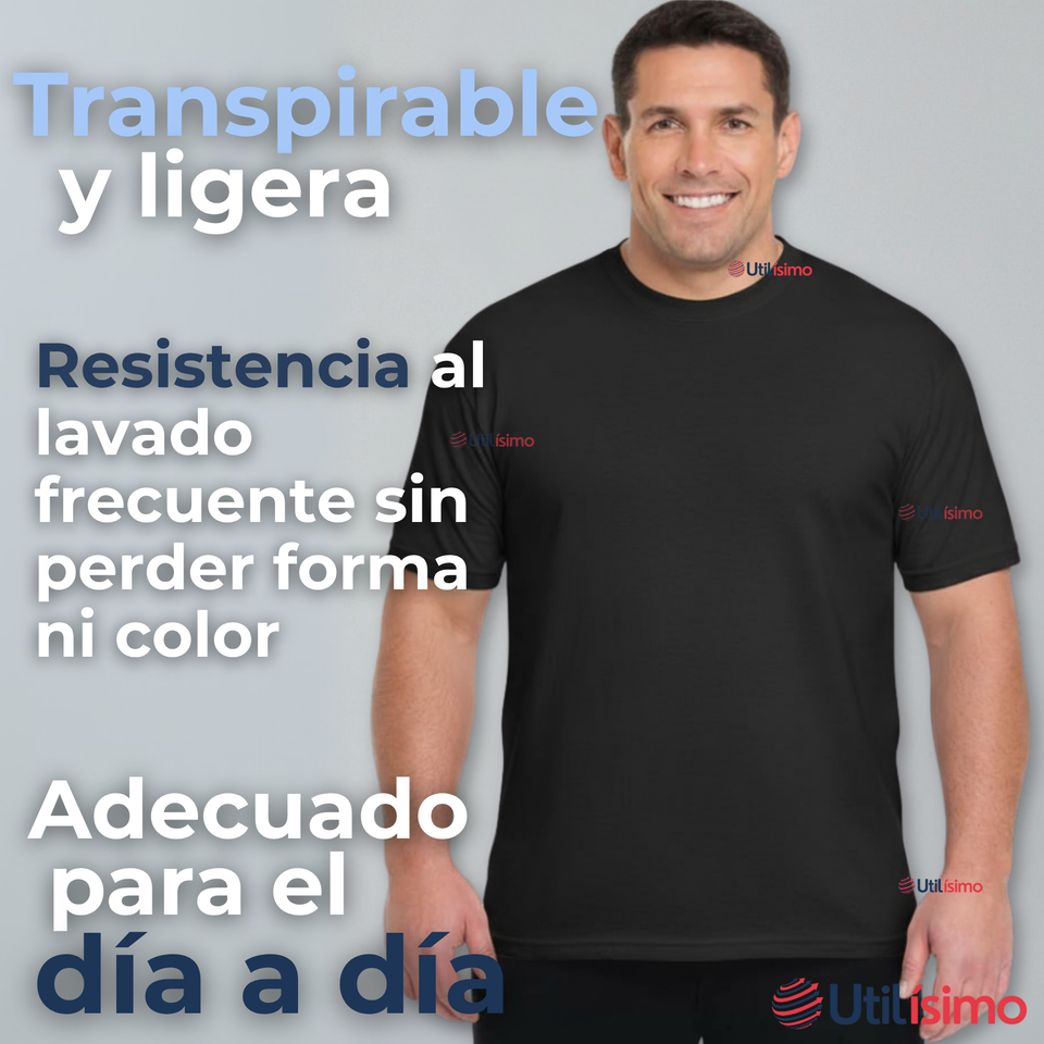 Polera Camiseta 100% Algodón Premium Manga Corta Básico Negro Hombre