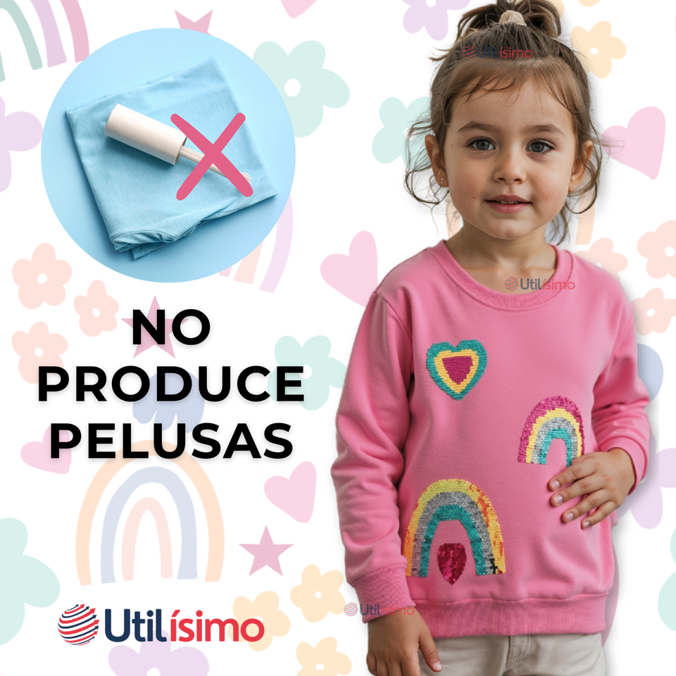 Polerón Cuello Redondo Niña Fucsia Arcoiris