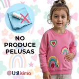 Polerón Cuello Redondo Niña Fucsia Arcoiris