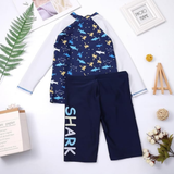 TRAJE DE BAÑO SPF UV50+ 2 PIEZAS MANGA LARGA NIÑO FISH NAVY