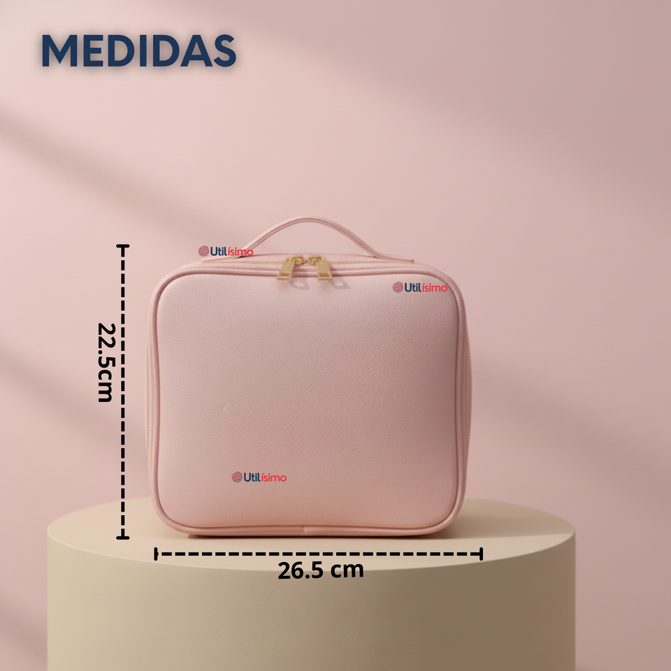 Estuche Maquillaje 2 en 1 Bolso Cosmetiquero Espejo Con Luz Led Organizador
