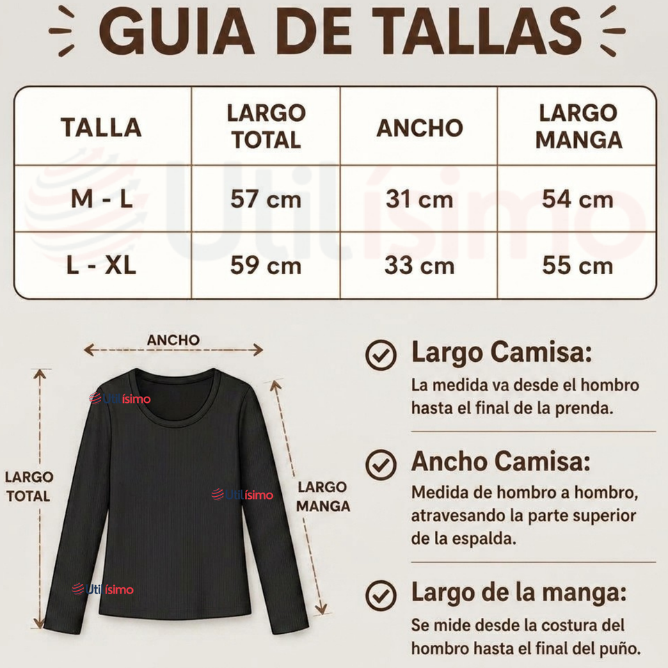 Camiseta Polera Polar Primera Capa Acanalada Reductora Manga Larga Negra Mujer