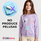Polerón Algodón Cuello Redondo Niña Morado Animales