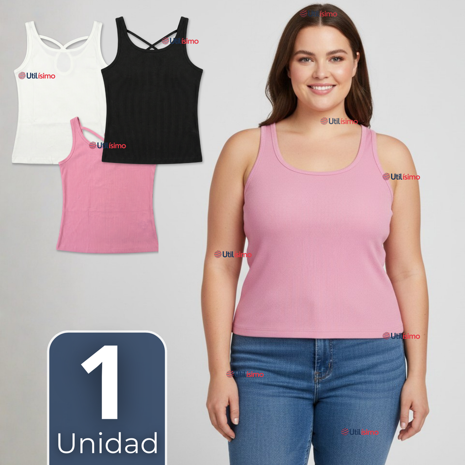 Camiseta Polera 100% Algodón Básicas Lisa Con Espalda Cruzada Mujer Colores Surtidos Peto
