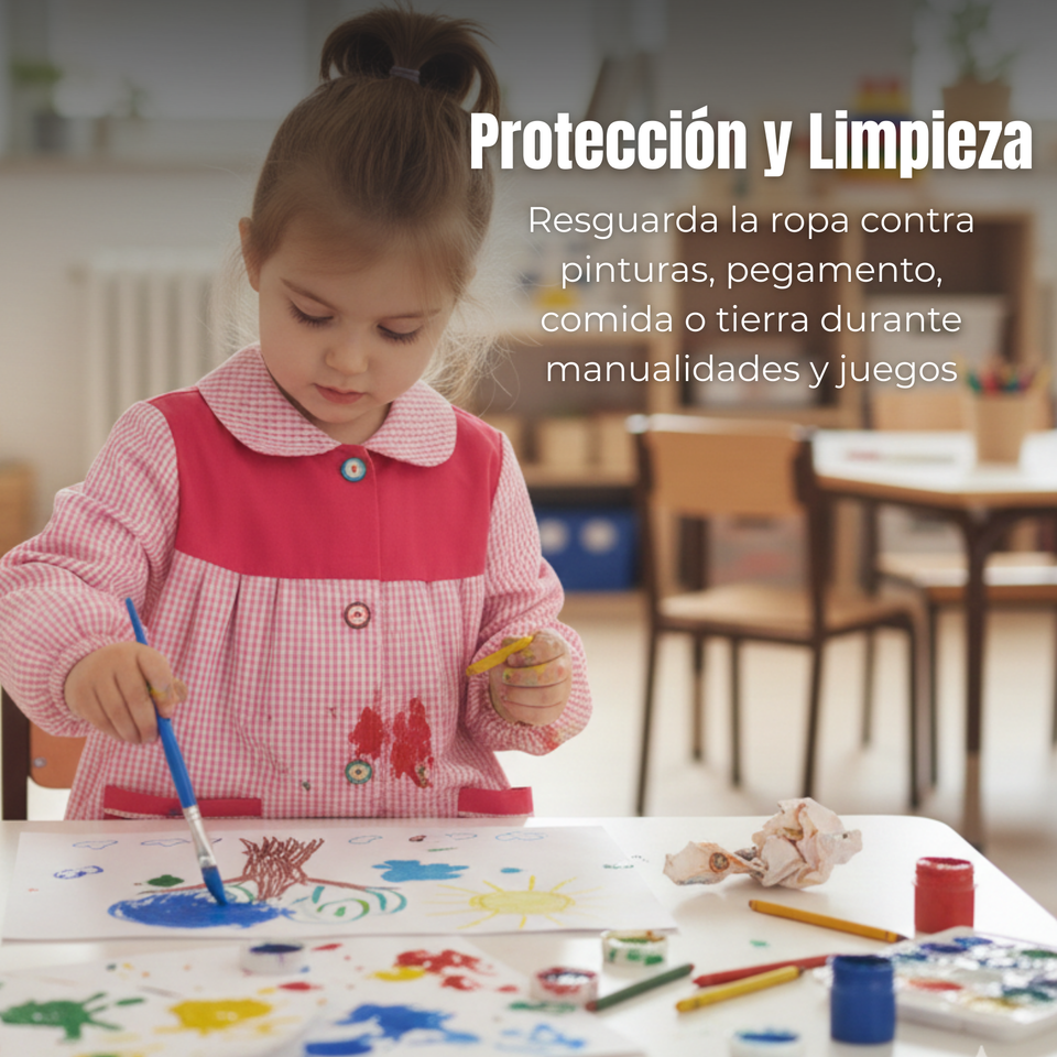 Delantal Párvulo Niña Cotona Escolar Colegio