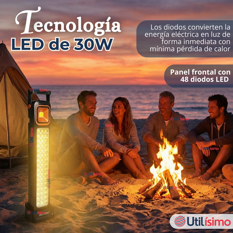 Lampara Luz De Emergencia Focos 48 Led Carga Híbrida Solar USB 30W
