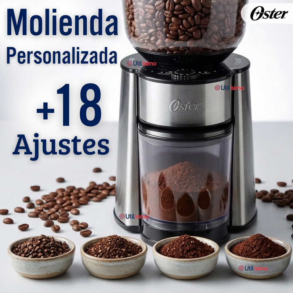 Oster® Molinillo de Café, Accesorio, Con 18 Ajustes De Grosor, Incluye Accesorios, BVSTBMH23