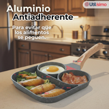 Sartén de Aluminio Antiadherente 3 en 1 Para Huevos Panqueques Hamburguesas
