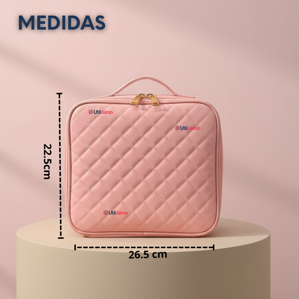 Estuche Maquillaje 2 en 1 Bolso Cosmetiquero Espejo Con Luz Led Organizador