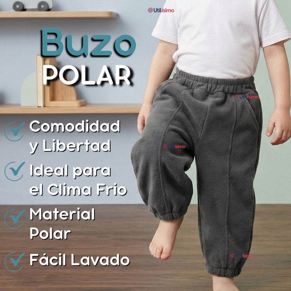 Buzo Solo Pantalón Gris Bebé Niño Forrado Polar